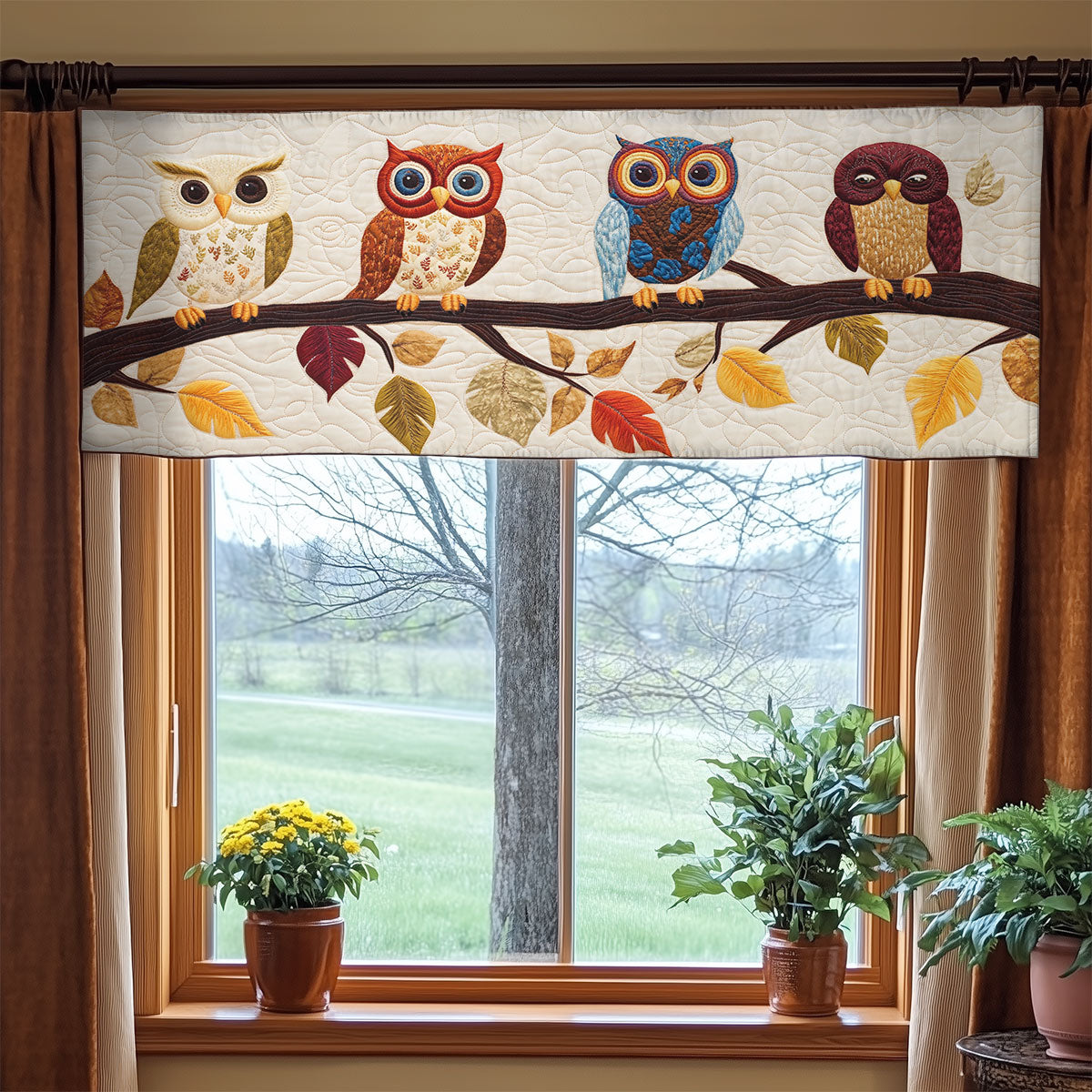 Owl Autumn WX2203160CL Quilted Valance