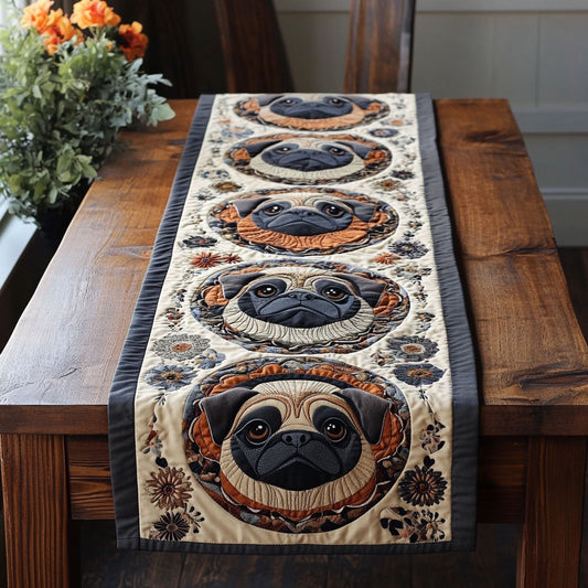 Puppy Pug WJ0605023CL Quilted Table Runner