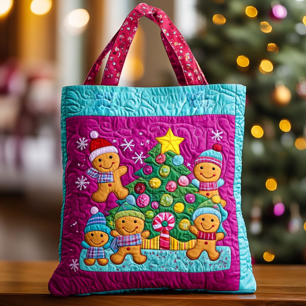 Gingerbread Tree Party WN1811028CL Quilted Tote Bag
