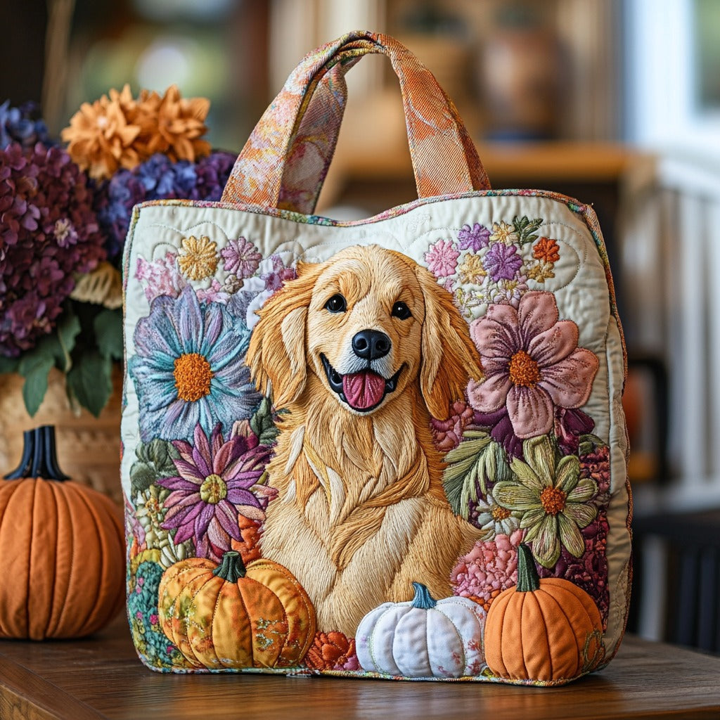 Floral Golden XR2109032CL Quilted Tote Bag