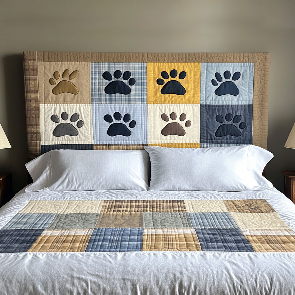 Warmth Dog Paw WN1712033CL Quilted Headboard Slipcover
