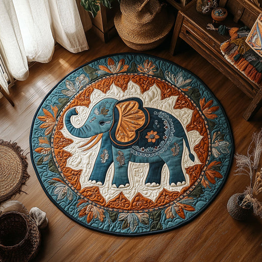 Teal Elephant WY1006030CL Quilted Round Mat