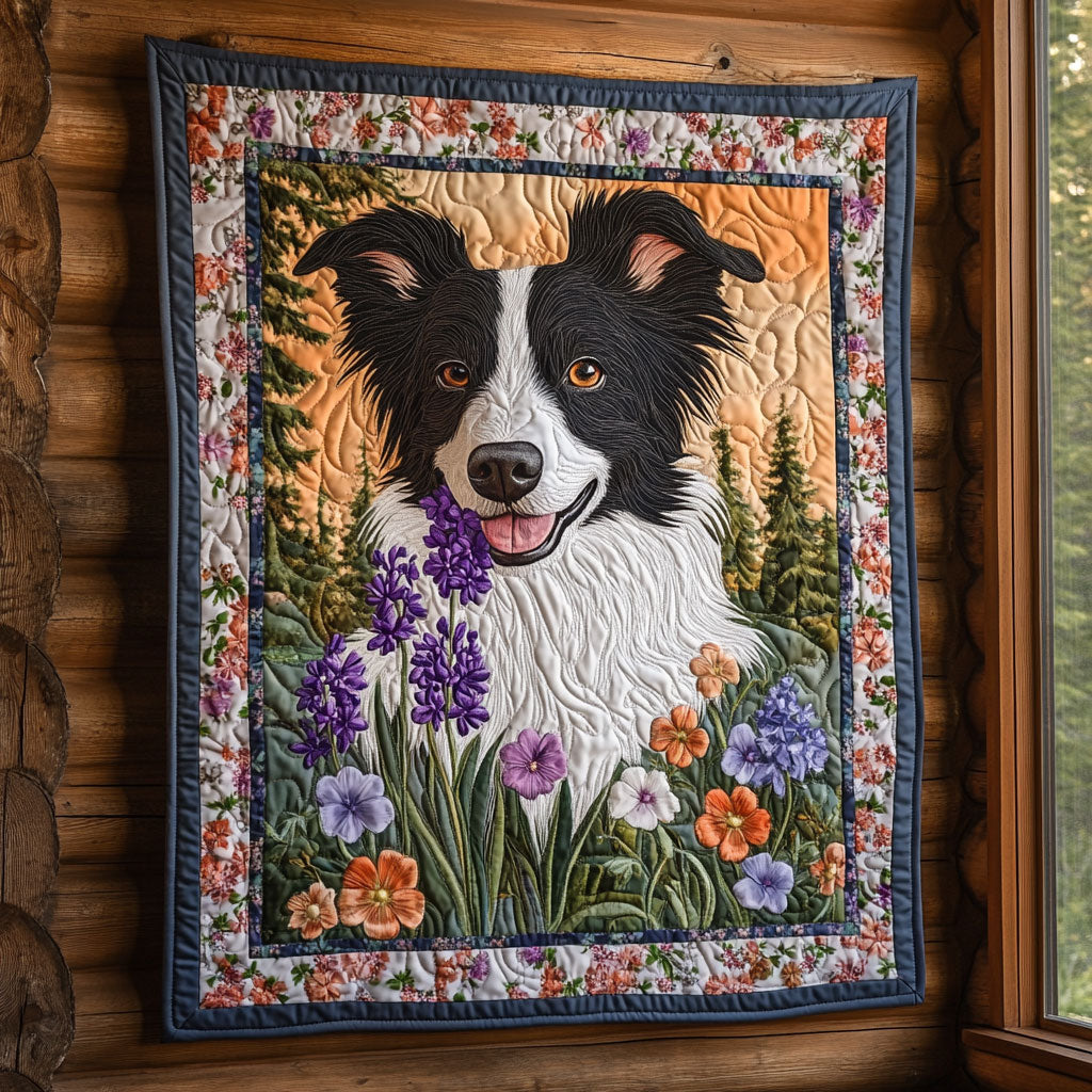 Collie in Garden CW2105334CL Quilt
