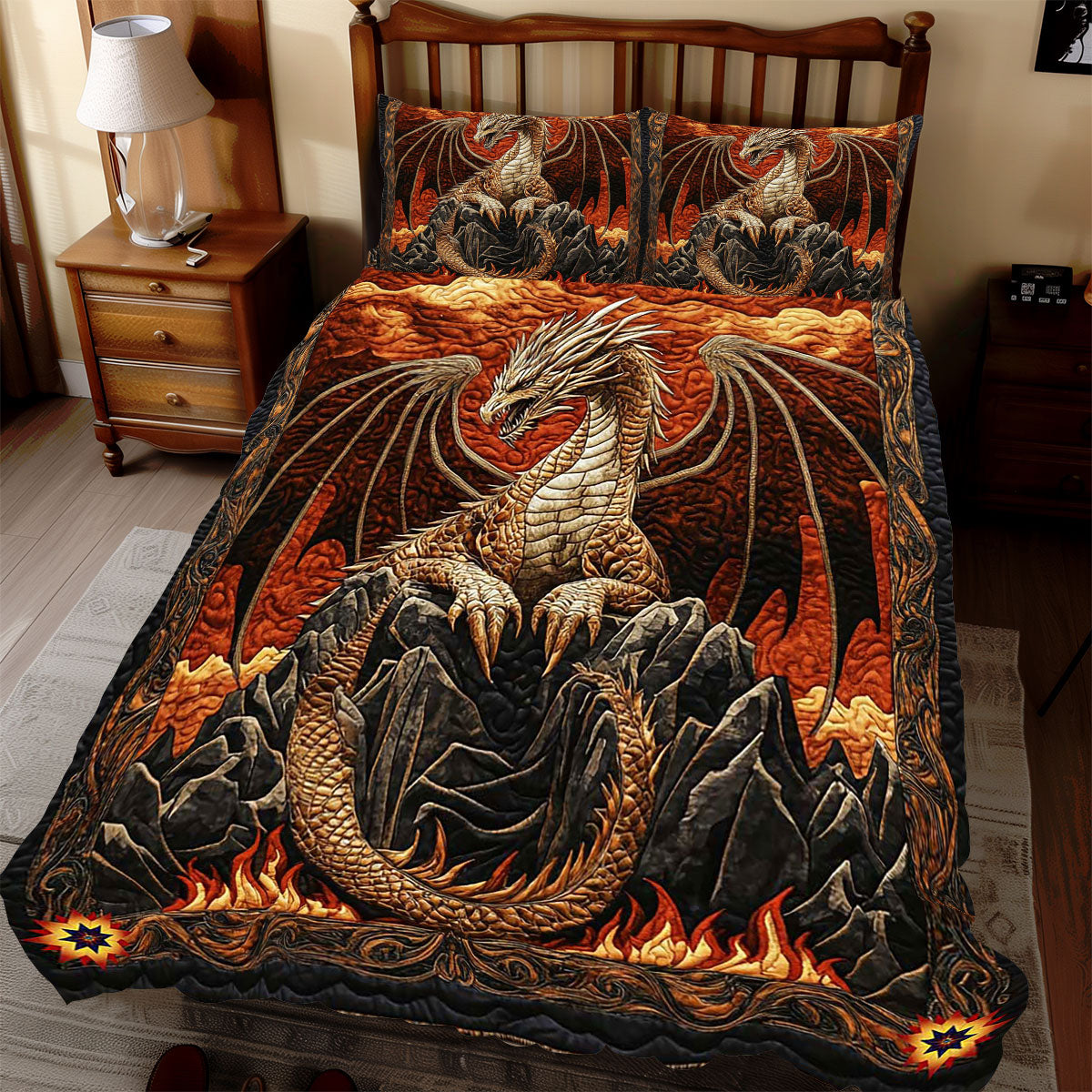 Gold Fire Dragon WP0512050CL Duvet Cover Set