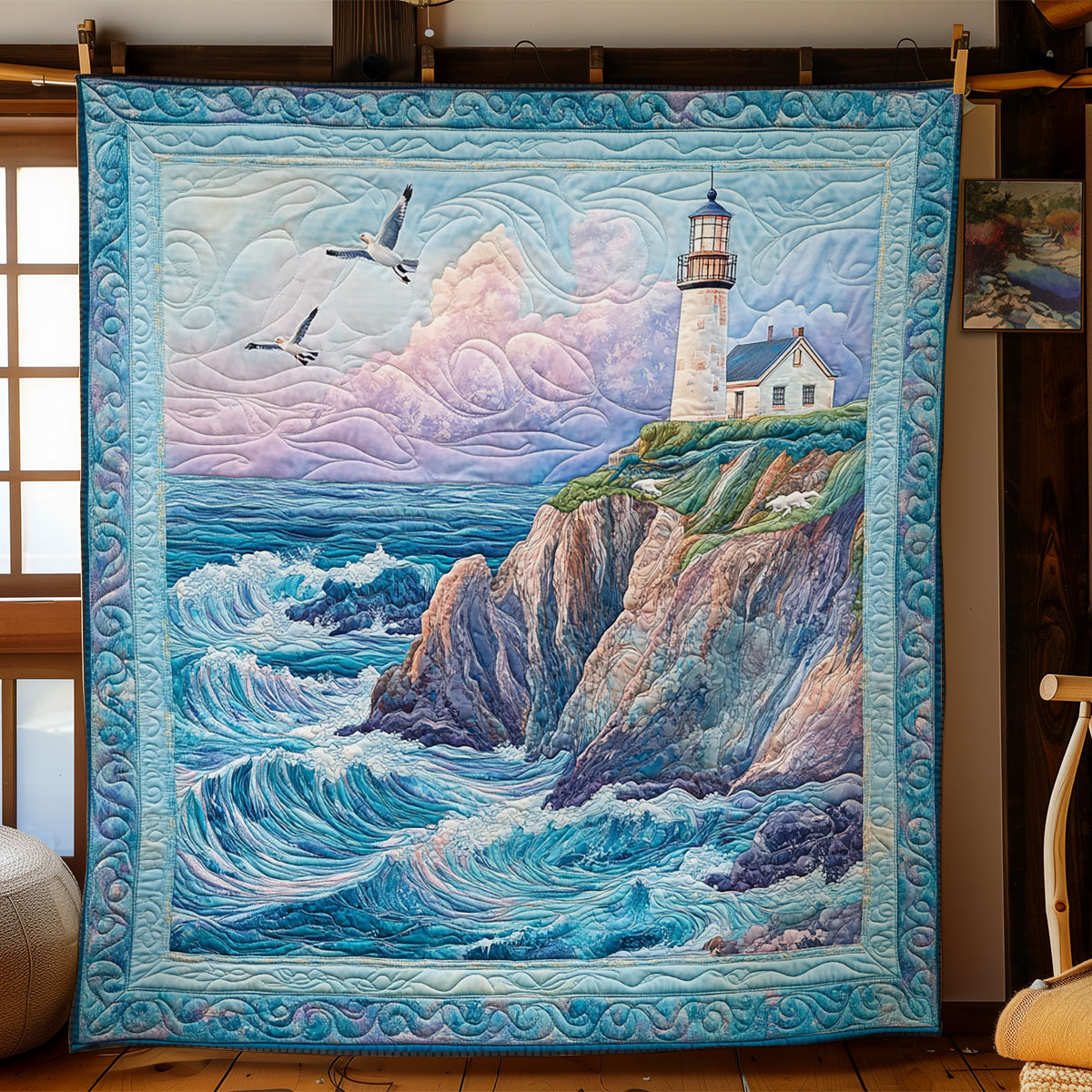 Lighthouse In Rock WY2103047CL Quilt