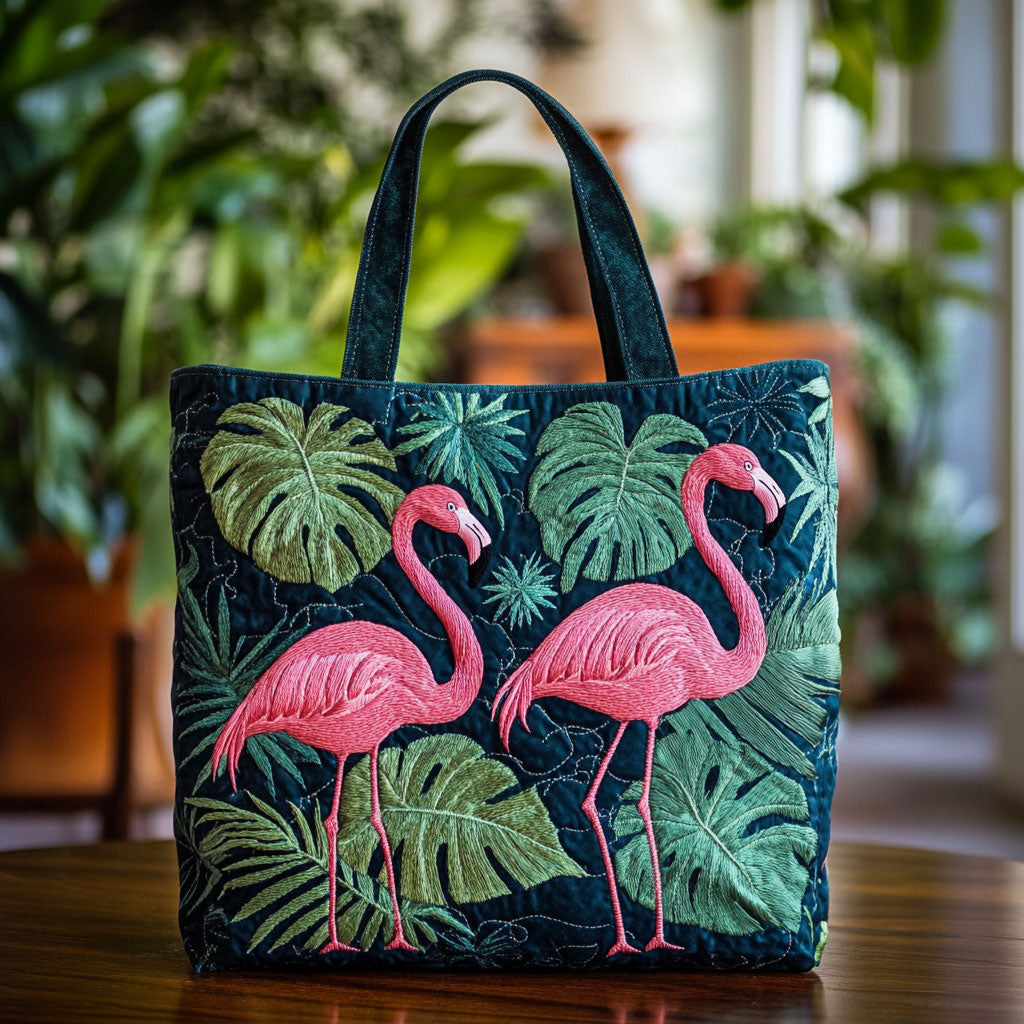 Jungle Flamingo CW2409010CL Quilted Tote Bag