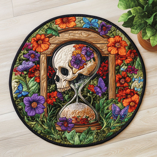 Skull Bloom CW1006044CL Quilted Round Mat