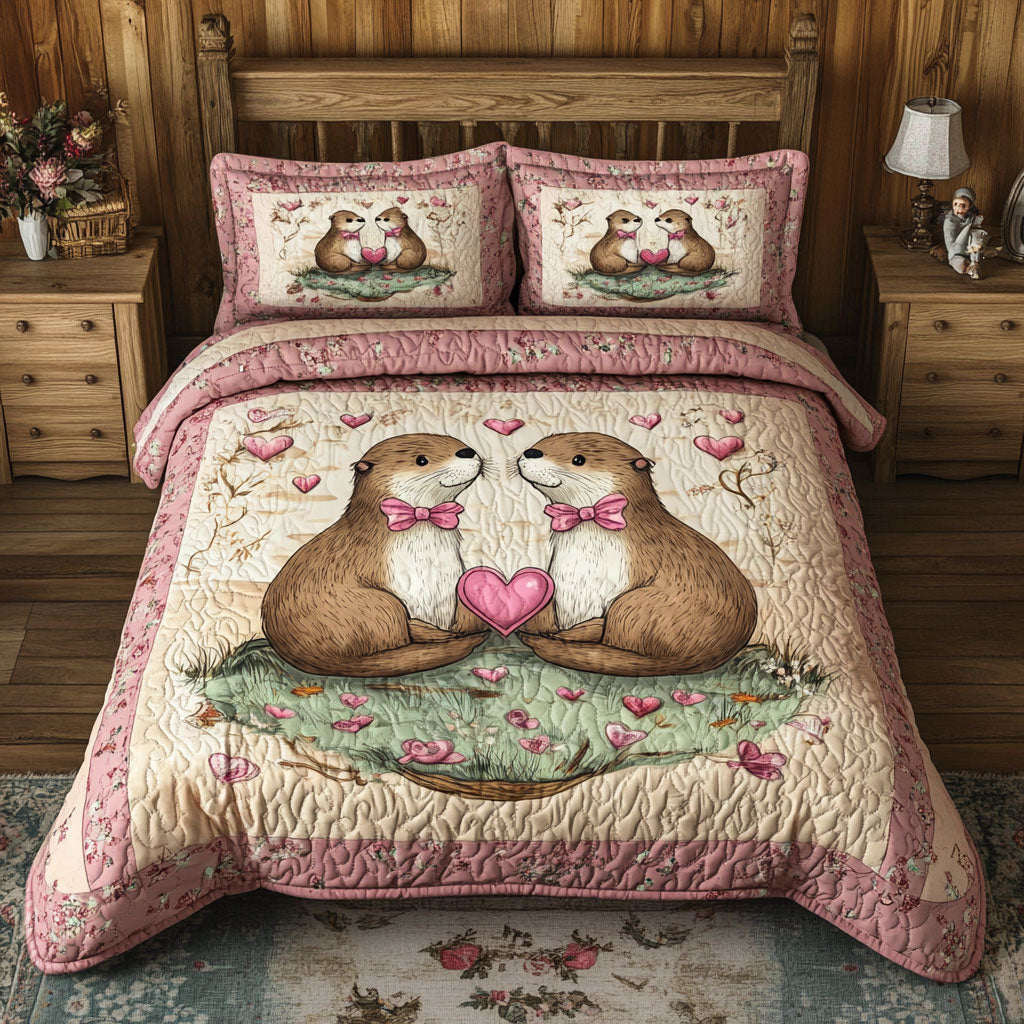 Romantic Otter Couple WY1701010CL Duvet Cover Set