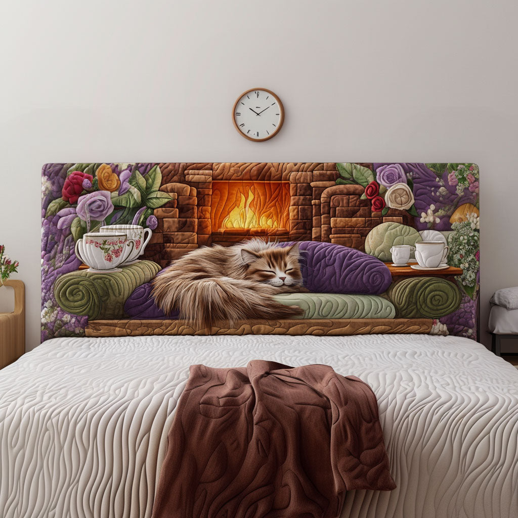 Sleeping Cat By Heater QA2812008CL Quilted Headboard Slipcover