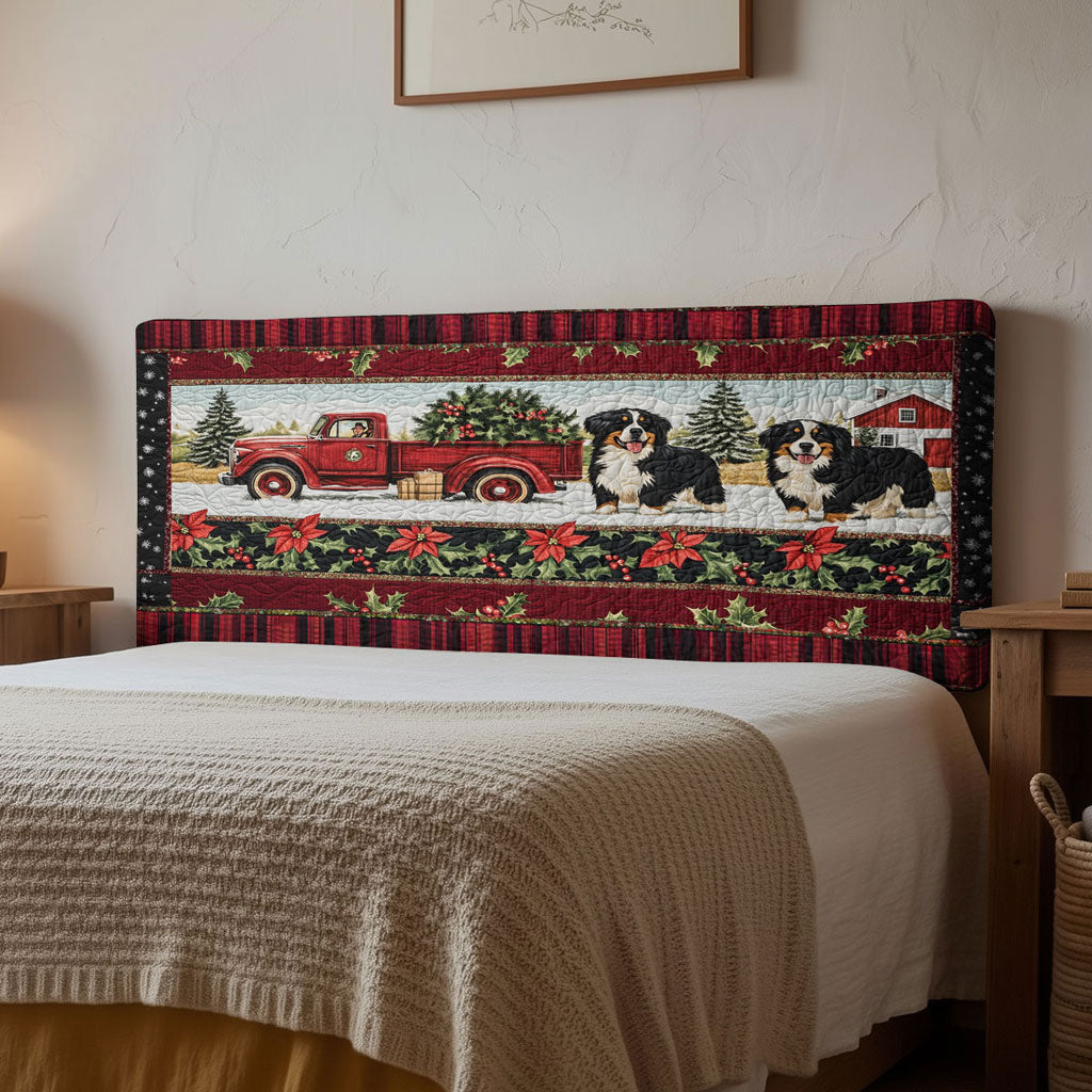 Bernese Mountain Dog Holiday Truck WN1310072CL Quilted Headboard Slipcover