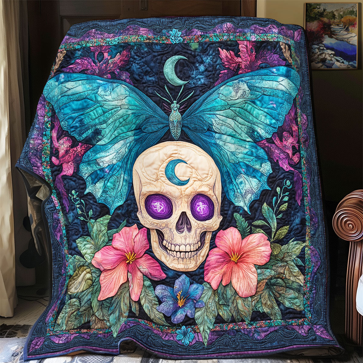 Butterfly Skull WX3105009CL Quilt
