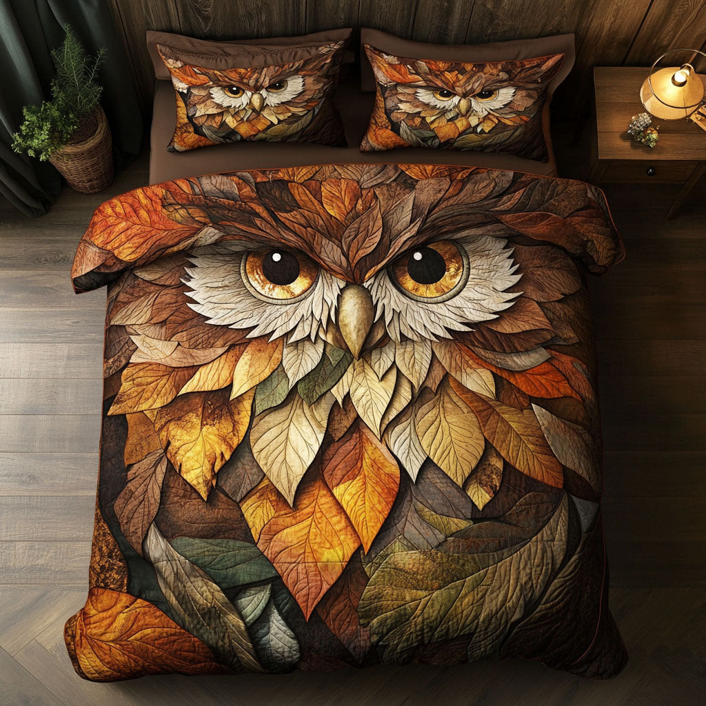 Abstract Leaves Owl WY2802100CL Duvet Cover Set