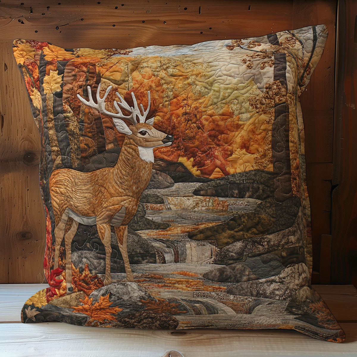 Deer In Autumn Forest WY1102057CL Quilt Pillow Case