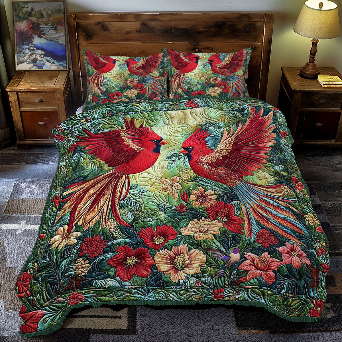 Couple Cardinal In Forest WY1612042CL Duvet Cover Set