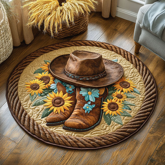 Cowboy Sunflower WX1206010CL Quilted Round Mat