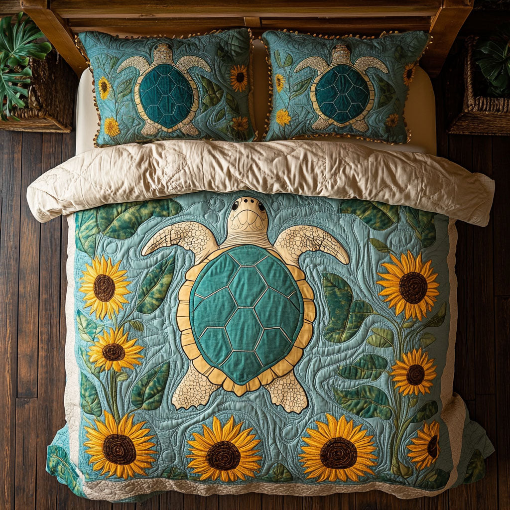 Turtle Sunflower Embrace WY1108089CL Duvet Cover Set