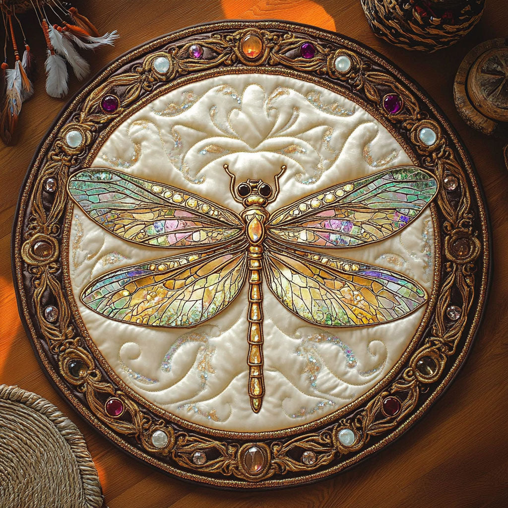 Wings Of Gold WY0107068CL Quilted Round Mat