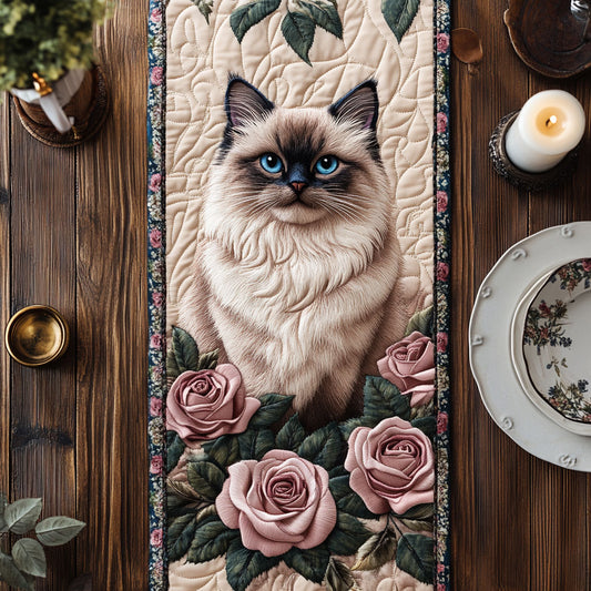 Ragdoll Roses CW1106038CL Quilted Table Runner