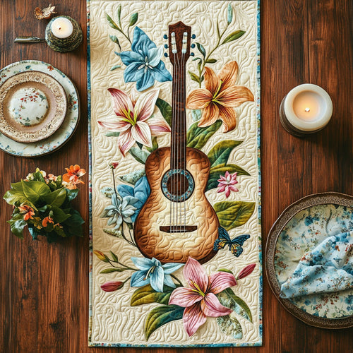 Guitar Bloom CW2904037CL Quilted Table Runner