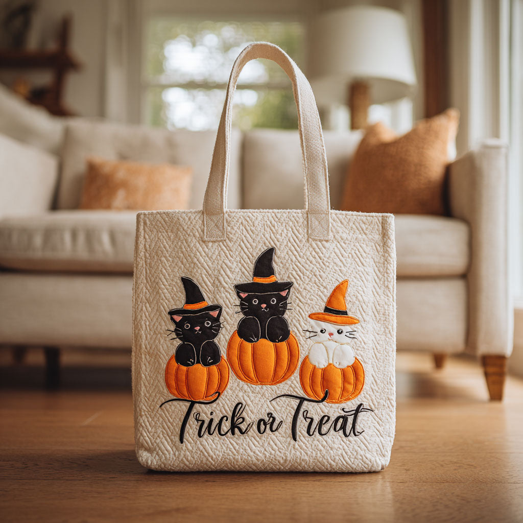 Pumpkin Cat CW2209030CL Quilted Tote Bag