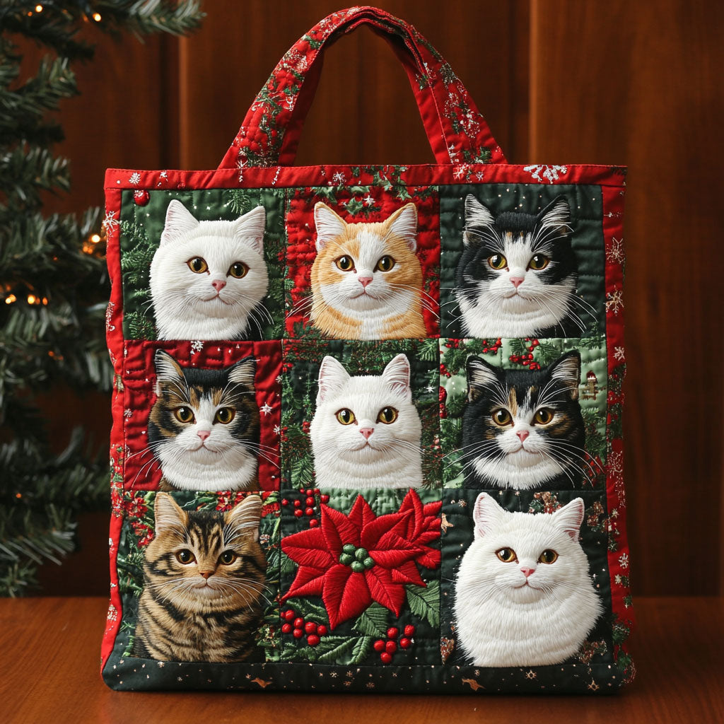 Festive Cat CW0811045CL Quilted Tote Bag