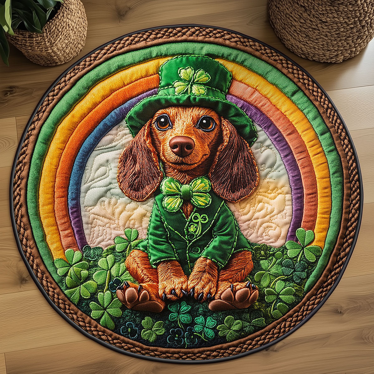 Dachshund Dream WN0907026CL Quilted Round Mat