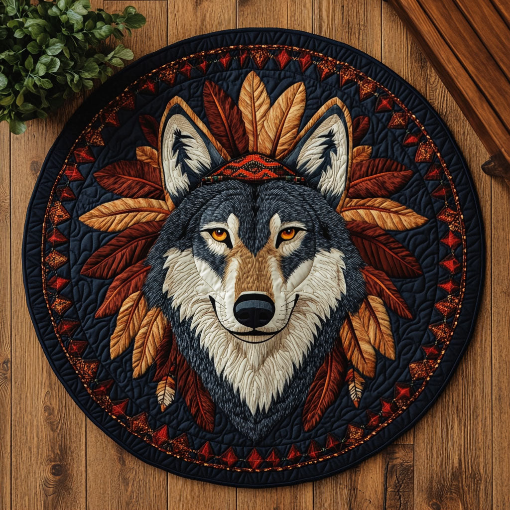 Wolf Feathered WX2005049CL Quilted Round Mat