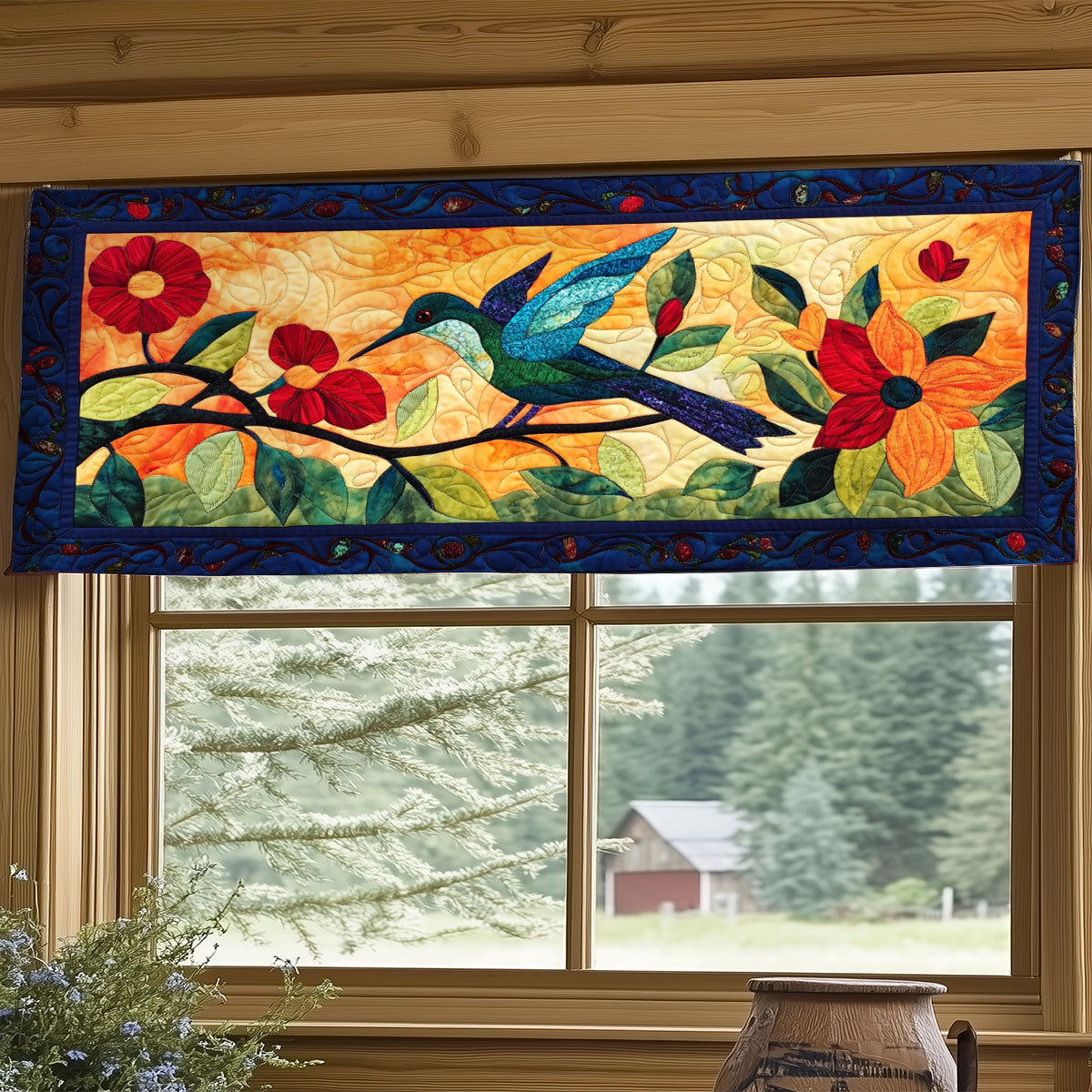 Vibrant Hummingbird WY3005053CL Quilted Valance