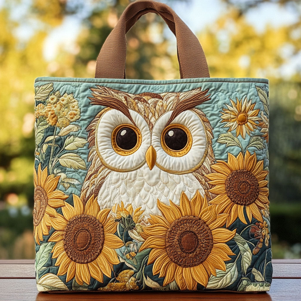 Sunflower Owl CP0110105CL Quilted Tote Bag