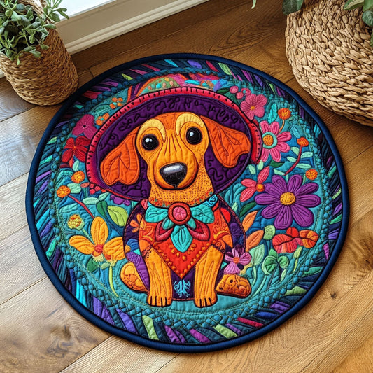 Vibrant Dachshund WX2105045CL Quilted Round Mat