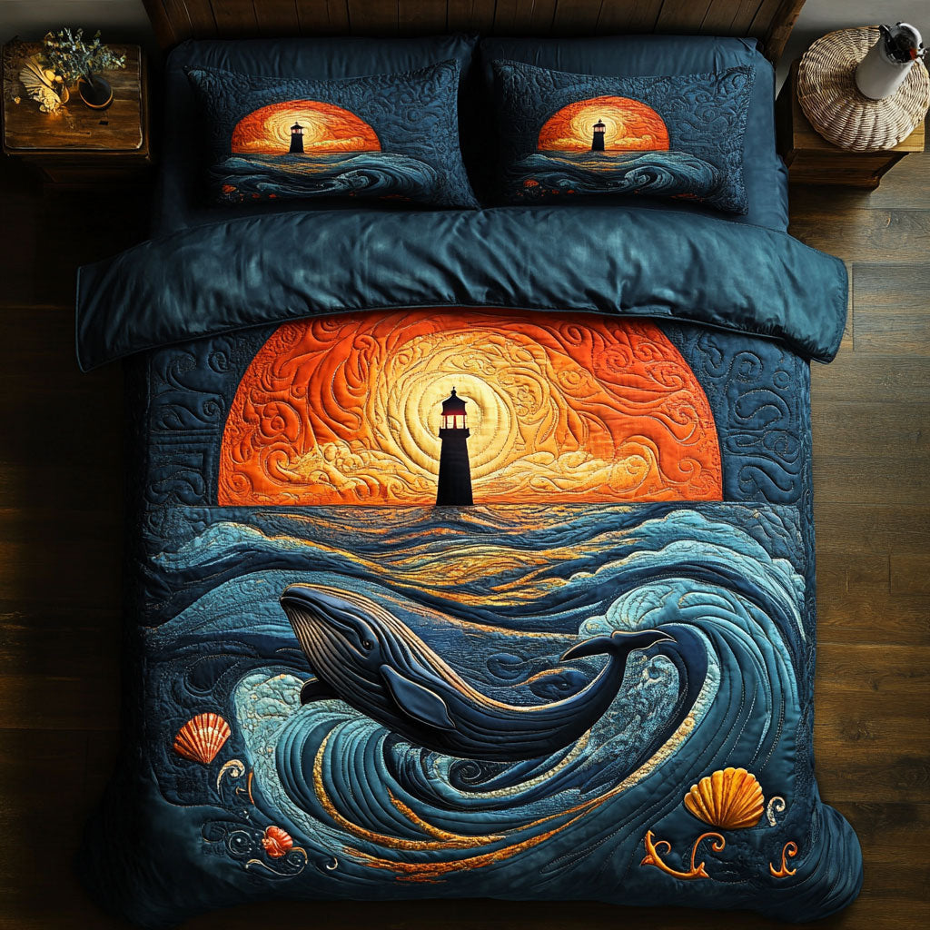 Lighthouse Whale In The Sunset DH0410008CL Duvet Cover Set
