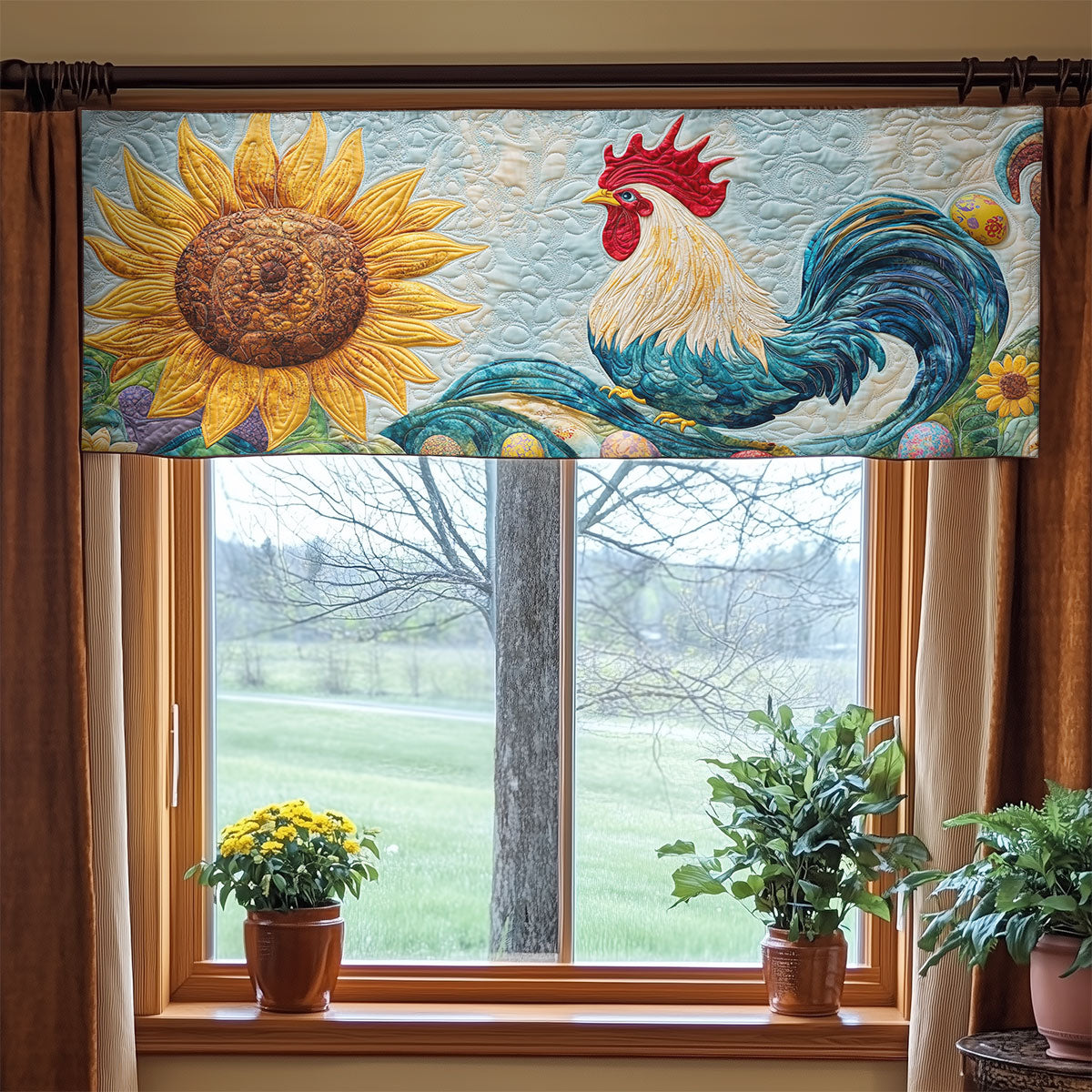 Morning Rooster WX2003097CL Quilted Valance