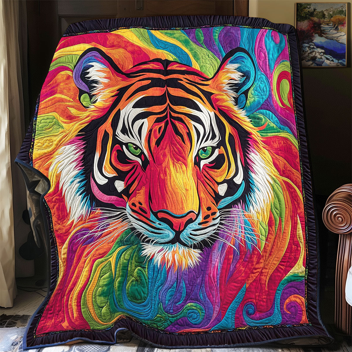 Colorful Abstract Tiger WY1401029CL Quilt