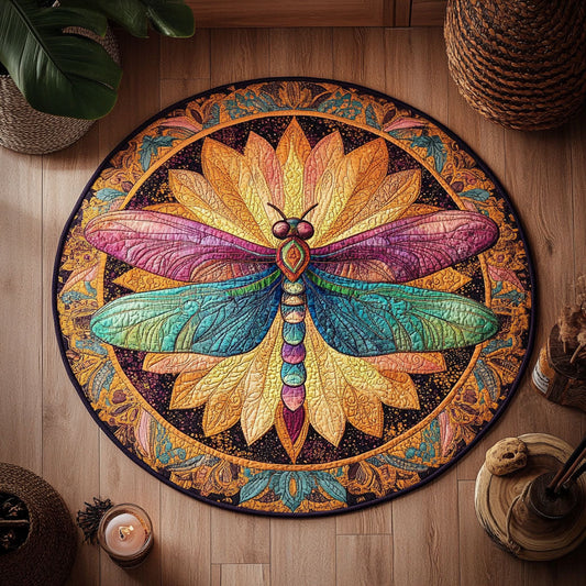 Sunflower Dragonfly WX2105041CL Quilted Round Mat