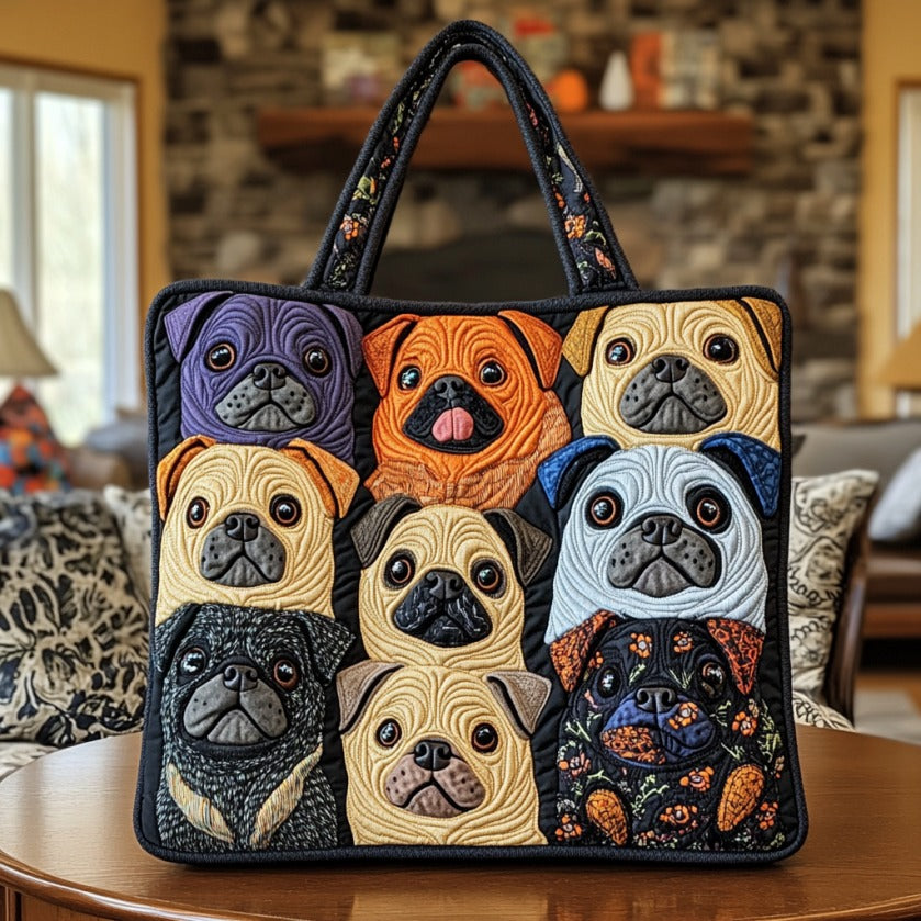 Colorful Pug XR2509029CL Quilted Tote Bag