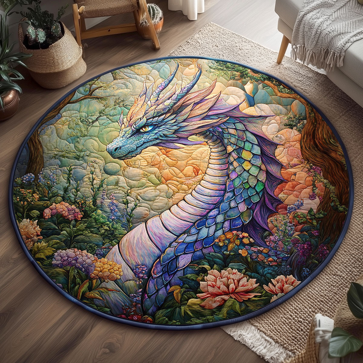 Enchanted Dragon WJ1504030CL Quilted Round Mat