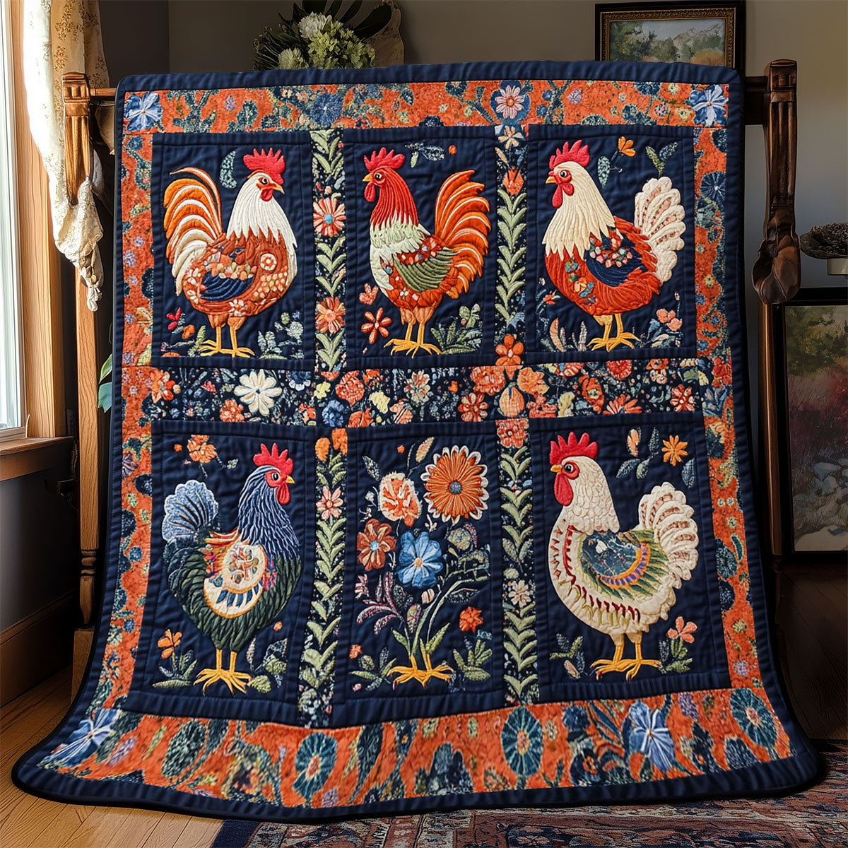Folk Charm Chicken WJ3112017CL Quilt