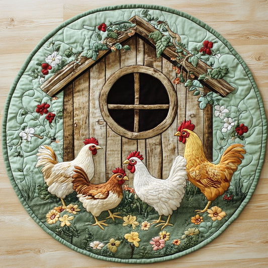 Chicken Garden CW1106009CL Quilted Round Mat