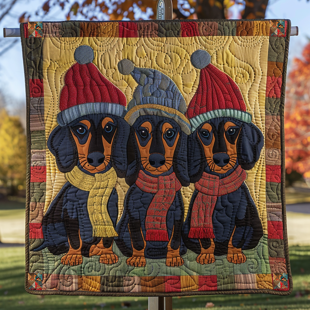 Cute Dachshund Christmas YR0711003CL Quilt