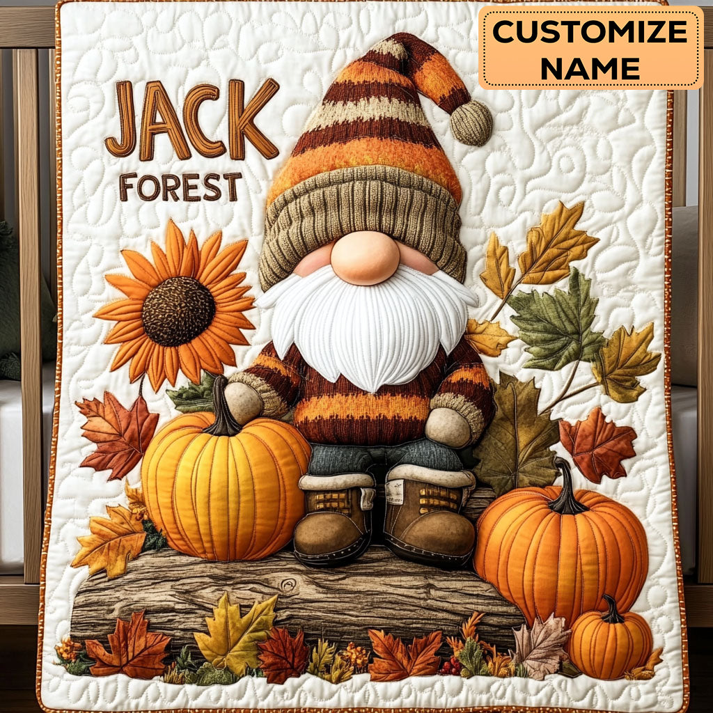 Pumpkin Patch Gnome WJ2907007CL Personalized Baby Quilt