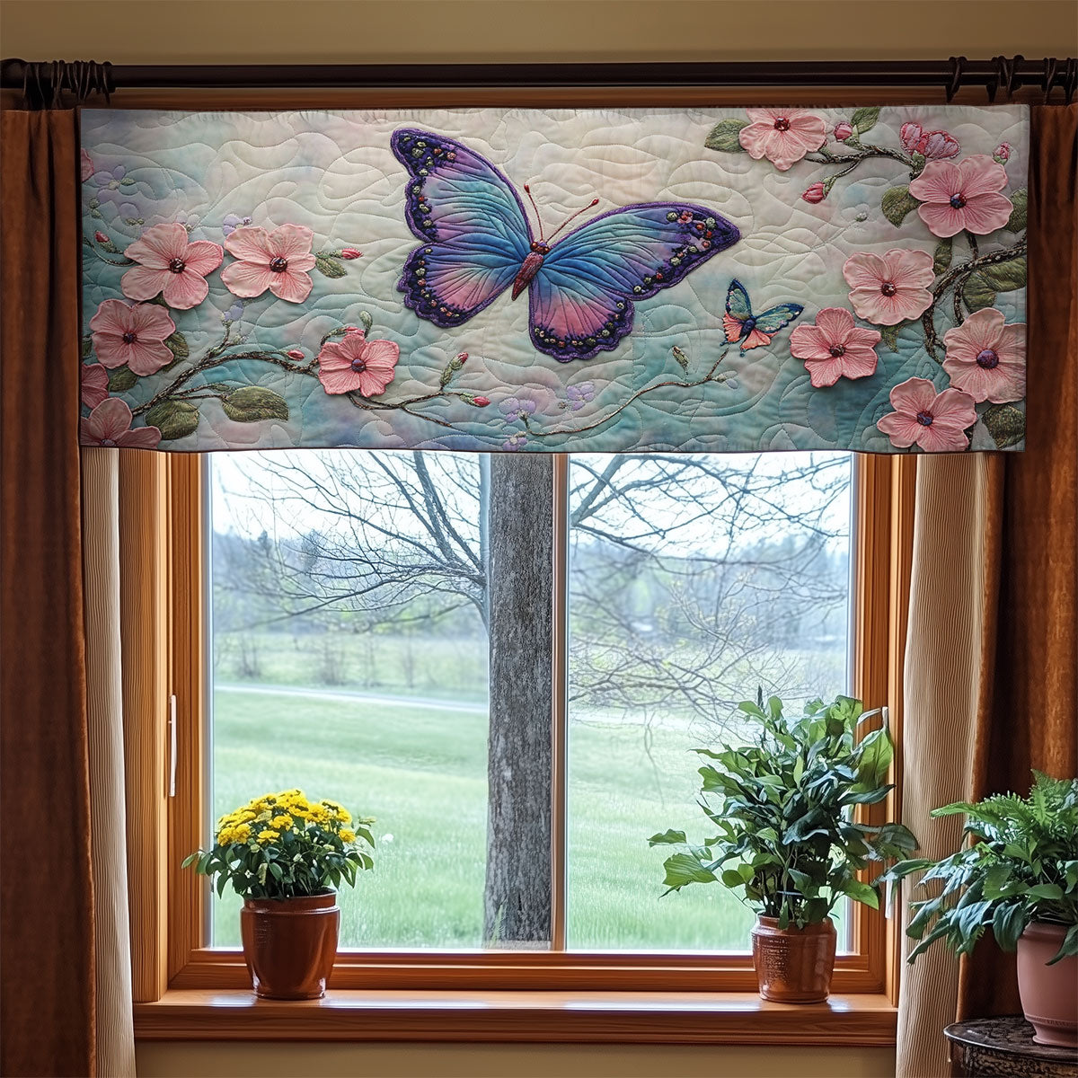 Blooming Butterfly WX2205004CL Quilted Valance
