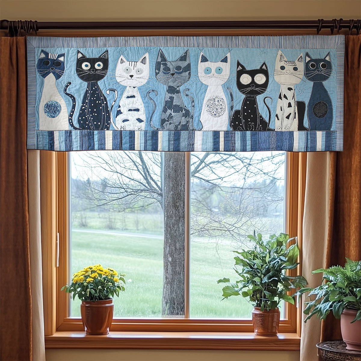 Cat Joy WN0407031CL Quilted Valance