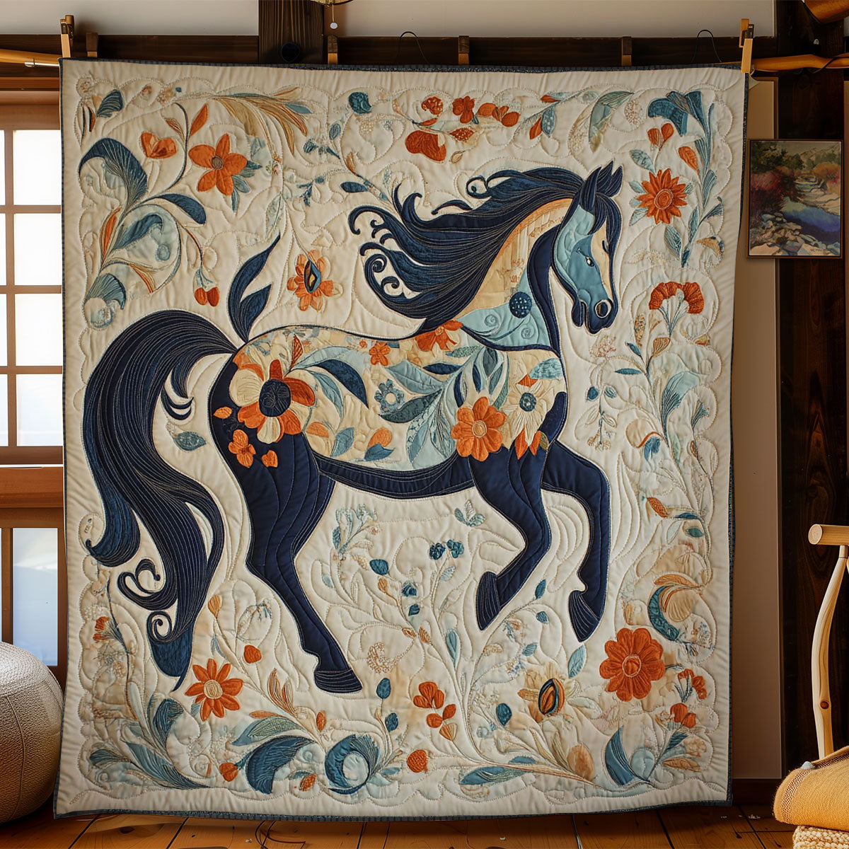 Floral Horse WY2802144CL Quilt
