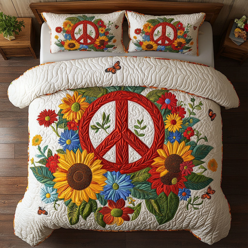 Floral Peace Sign CW1306024CL Duvet Cover Set
