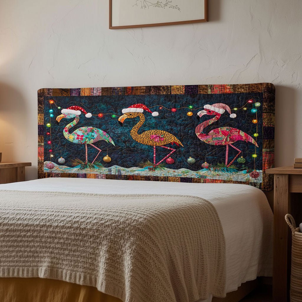 Flamingo Cozy Christmas WN1312039CL Quilted Headboard Slipcover