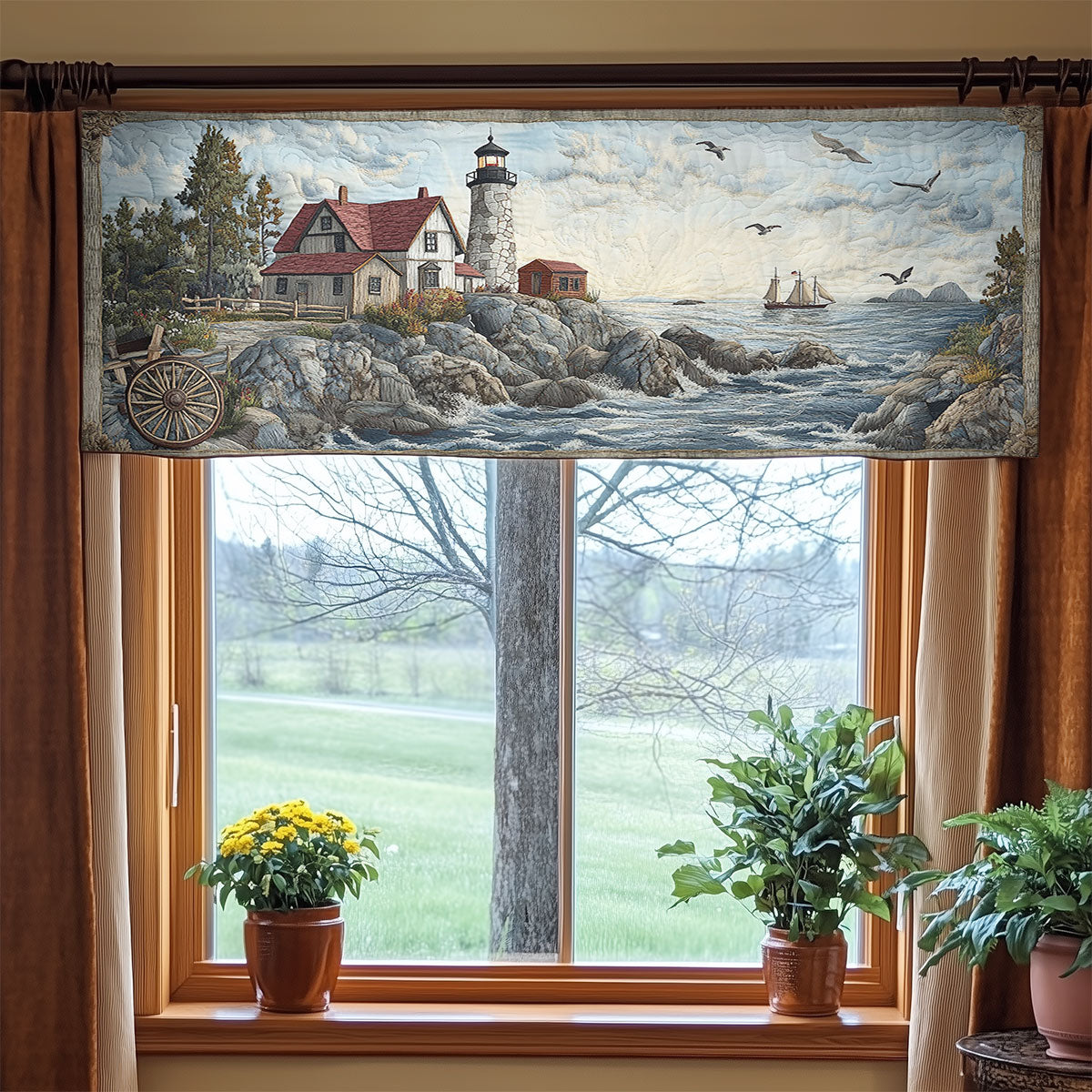 Lighthouse Shoreline WN0408044CL Quilted Valance