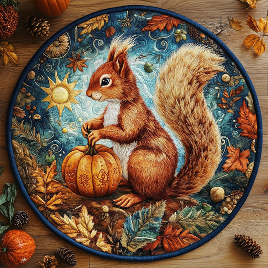 Squirrel Of The Amber Grove WN2605062CL Quilted Round Mat