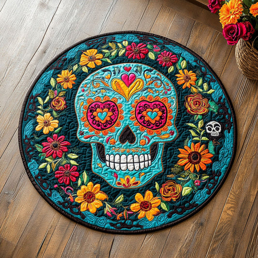 The Detailed Skull CQ1206034CL Quilted Round Mat