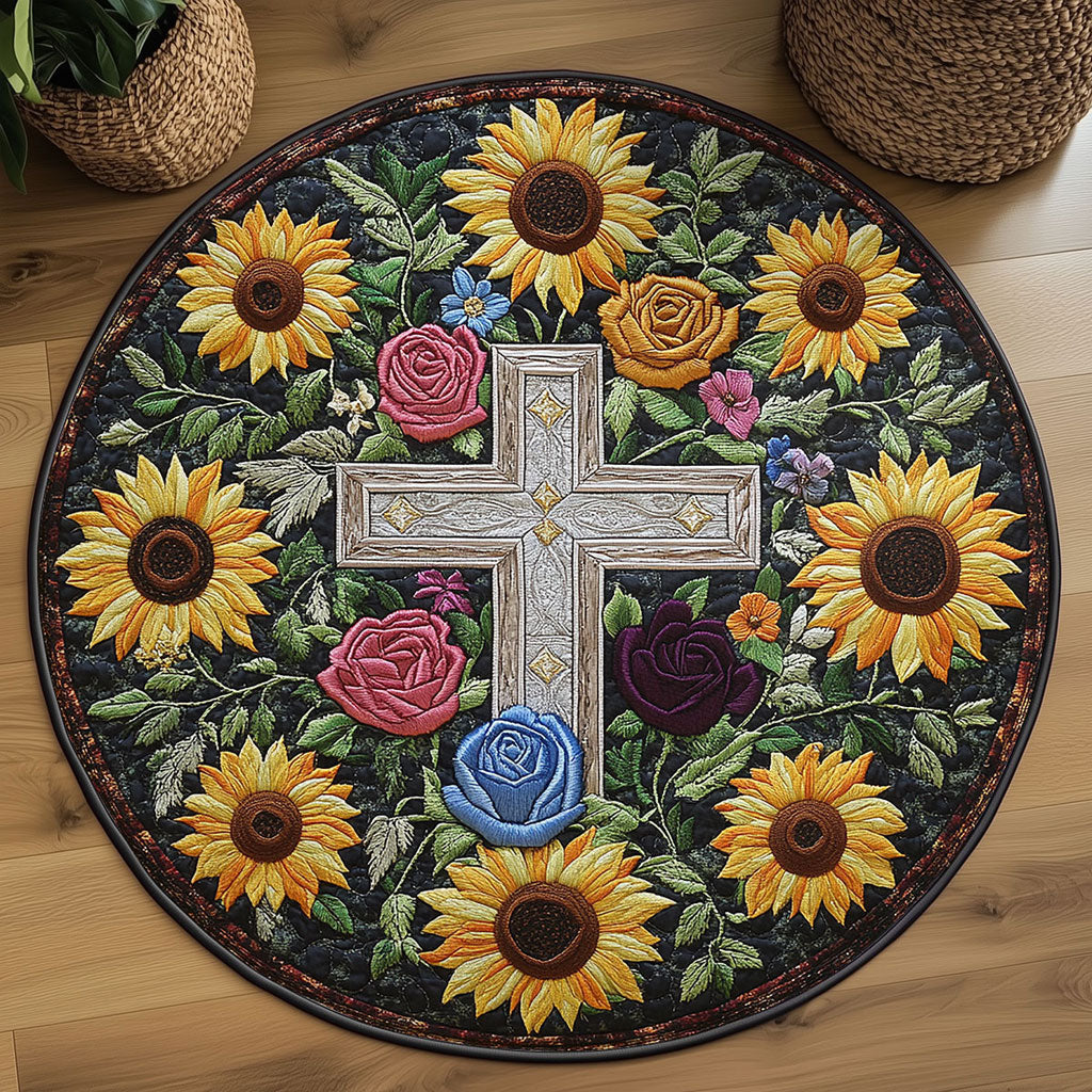 Sunlight Cross WN2108127CL Quilted Round Mat
