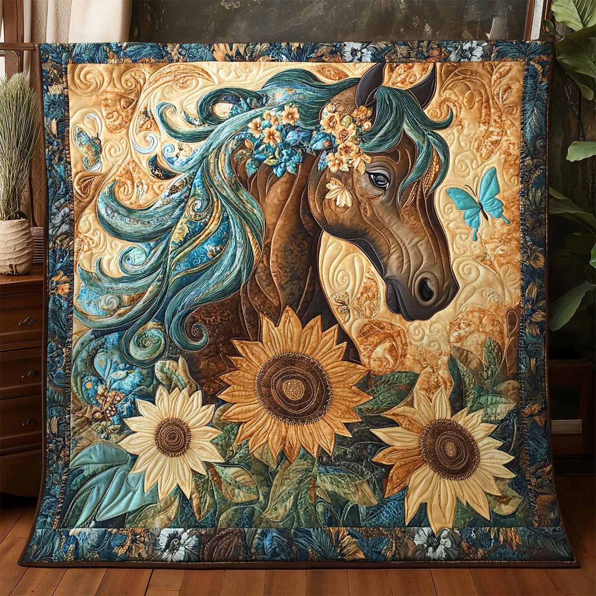 Sunflower Horse WX3105065CL Quilt